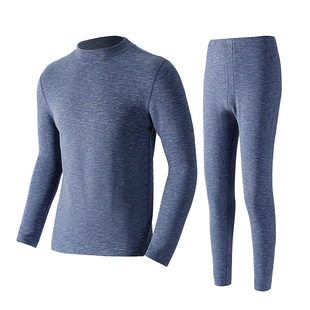 雅鹿男士圆领德绒保暖内衣双面磨毛肌底衣秋衣秋裤套装打底衫秋冬