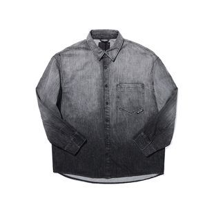 ABLE JEANS【街头大衬衫】春夏情侣街头渐变牛仔衬衫外套男女同款