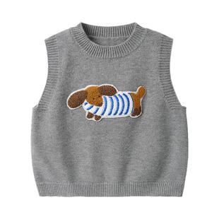 右欧男童针织背心学院风女童马甲春秋季新款童装儿童春装毛衣