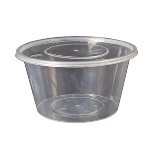 无孔盖圆形透明打包碗一次性餐盒外卖快餐加厚商用便当饭盒食品级