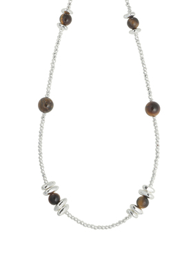 迷度天然虎眼石串珠小众锁骨链