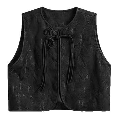 倪妮同款新中式提花黑色马甲背心女2025春季复古国风改良唐装上衣