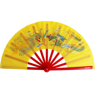 2025精品双面太极扇子软塑料骨武术扇功夫扇木兰扇工艺扇舞蹈响扇