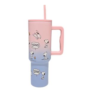 史努比巨无霸保温杯女生大容量吸管水杯带把手高颜值保冷冰霸杯男