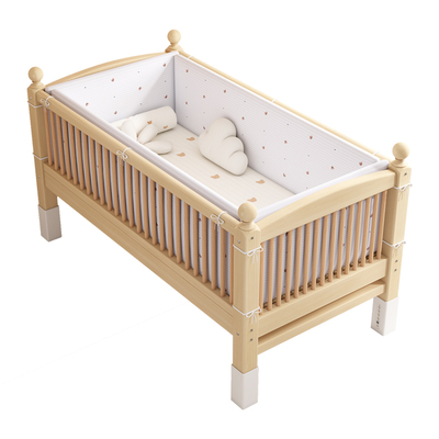 实木儿童床带护栏拼接加宽大床