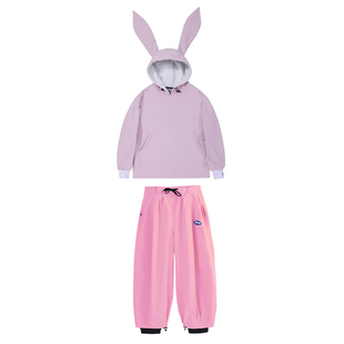 冰度 单板防水滑雪裤哈尔滨户外加绒女款可爱卫衣美式滑雪服套装