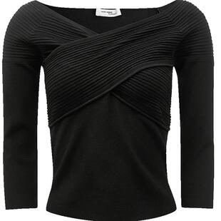 Vero Moda针织衫春季简约优雅大领口修身显瘦七分袖上衣324124045