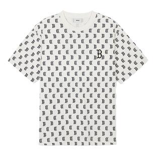 MLB官方 男女情侣复古老花满印短袖休闲运动T恤24夏季新款TSM02