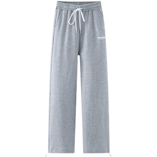 画风家drawwind休闲裤女夏高腰纯色字母印花百搭宽松束脚系带卫裤