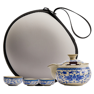 青花汝窑手抓壶盖碗茶杯高档大号家用防烫泡茶壶功夫茶具泡茶茶碗