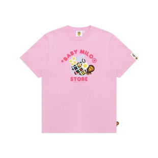 BABY MILO STORE女装26年春夏卡通小猴雏菊图案短袖T恤0456XXQ
