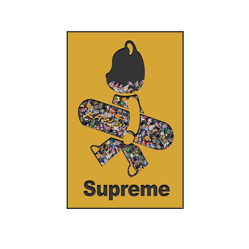 kaws暴力熊入户玄关装饰画现代简约走廊过道挂画潮牌创意积木壁画