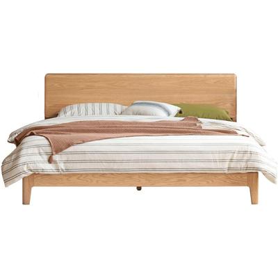 源氏木语橡木斜靠家用原木双人床