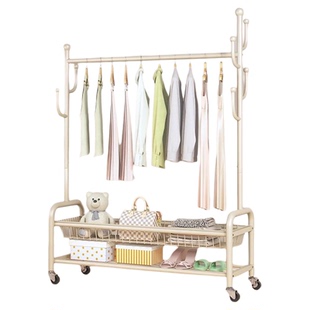 仙人掌免安装多功能落地衣架家用可移动卧室晾衣杆阳台室内衣帽架