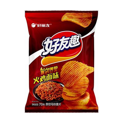 【新品】好丽友好友趣火鸡面泡菜味薯片劲辣解馋零食小吃膨化食品