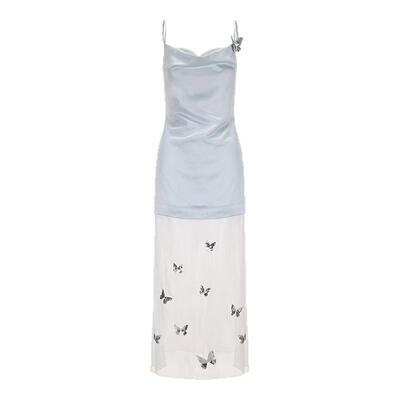 ARTEPURA缎面荡领蝴蝶吊带裙