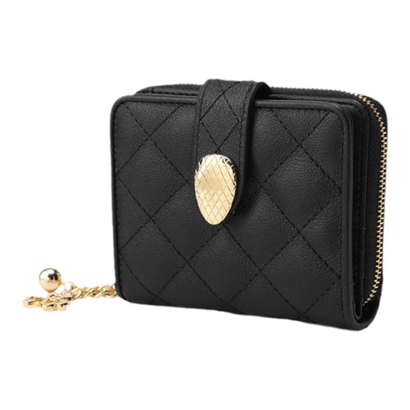 稻草人真皮钱包女新款折叠多卡位零钱包头层牛皮卡包短款小巧钱包