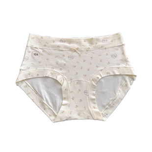 韩系A类纯棉内裤女中腰10A抗菌加长档印花碎花少女包臀舒适三角裤