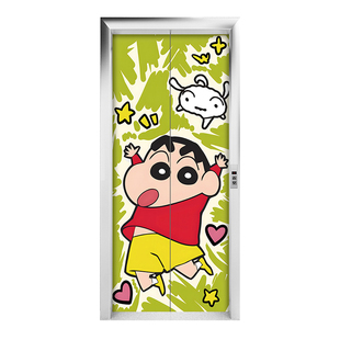 蜡笔小新电梯门贴纸入户装饰贴画一梯一户门口布置卡通创意高级感