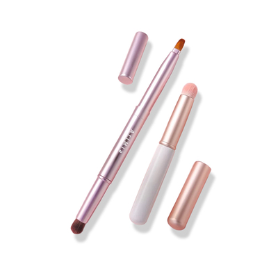 AriMia双头唇刷口红刷伸缩便携唇线笔涂带硅胶盖刷子专业化妆晕染