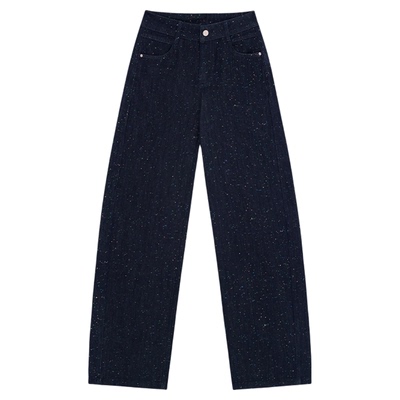 古月定制泼墨满天星直筒牛仔裤