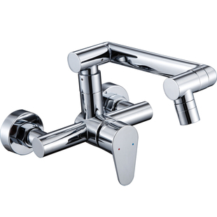 时龙厨房水槽洗菜盆全铜入墙式冷热水龙头洗衣池阳台洗手盆混水阀