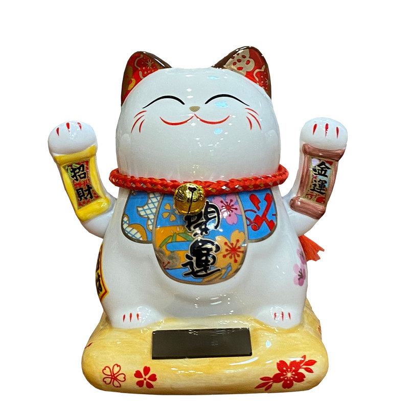 金石工坊太阳能摇手招财猫摆件