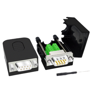 DB9针串口头免焊接插头九针转接线端子板 RS232连接器485公头母头