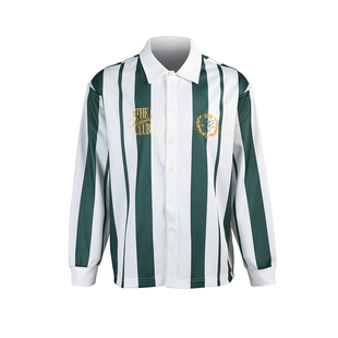 OOTC 美式休闲设计感刺绣竖条纹衬衫长袖衬衣秋冬新款打底上衣男