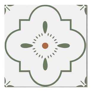 远晶 400x400法式复古小花砖绿色厨房卫生间墙砖阳台地砖娘惹网红