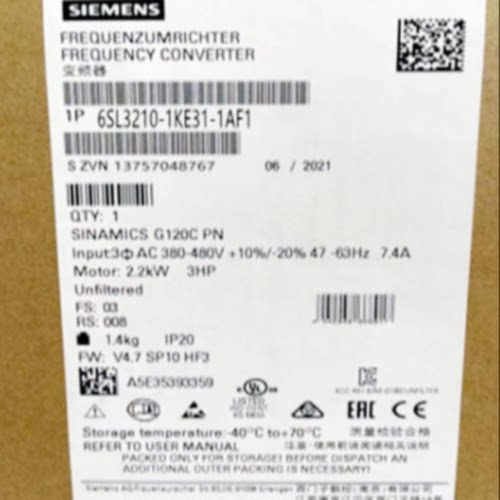 议价6SL3210-1KE31-1AF1 西门子G120 变频器全新原装6SL32101KE31