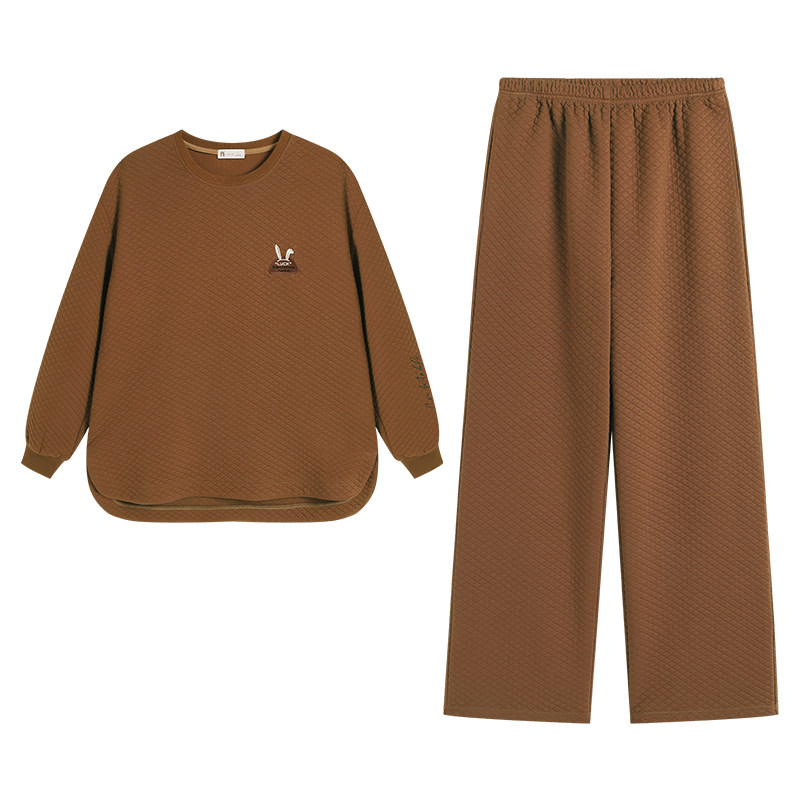 秋冬纯棉夹层休闲情侣家居服套装