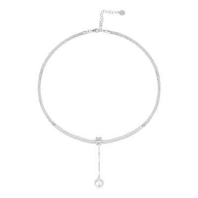 peachtea锆石珍珠流苏choker