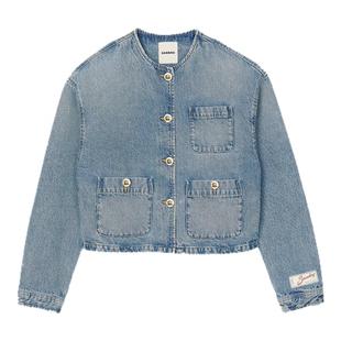 SANDRO2025秋冬经典款女装迪木尔风休闲气质棉质水洗牛仔短外套