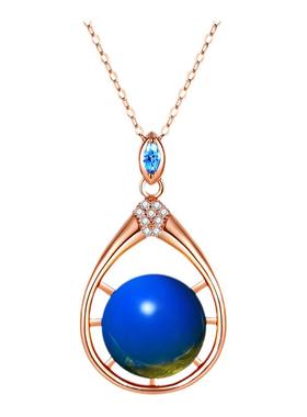 2023夏季国潮新品配饰民族风加合成蓝珀水滴型吊坠锁骨项链送女友