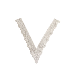 新款DIY服装手工辅料白色V领花边领圈配饰水溶刺绣蕾丝假领百搭
