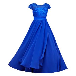 女童管弦乐长礼服宝蓝色儿童钢琴演出服高端小主持人大提琴演奏服