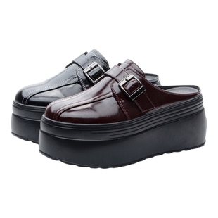 8cm厚底内增高乐福鞋女2026新小个子松糕鞋休闲百搭包头半拖单鞋