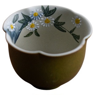 小青柑手绘陶瓷茶杯高端女士个人专用大主人杯盖碗品茗杯功夫茶具