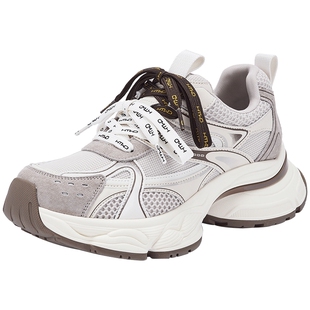 热风厚底老爹鞋女鞋2025年冬季新款女士时尚休闲鞋透气网面慢跑鞋