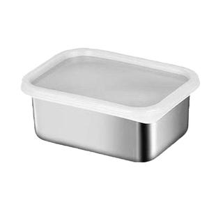 316不锈钢保鲜盒带盖长方形食品级密封收纳盒水果盒冰箱冷冻真空