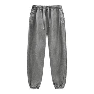 春夏薄运动健身束脚运动裤重工蜡染水洗欧美潮牌jogger卫裤pants