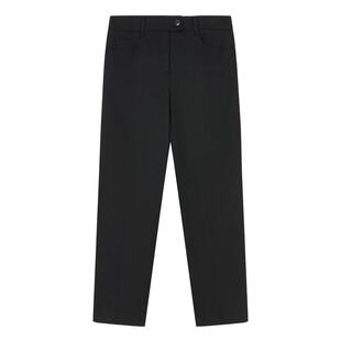 Hazzys哈吉斯女装冬季直筒裤羊毛混纺磨毛纯色九分裤休闲通勤裤子