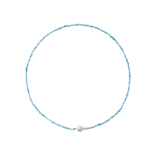 炙真银楼天然蓝磷灰项链女款纯银平安锁骨链水晶小米珠串小众颈链
