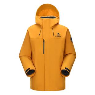 骆驼王者凯甲ICON黄色冲锋衣男三合一鹅绒内胆羽绒服女防水外套冬