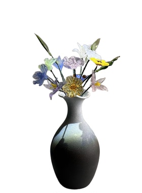 淄博铁丝琉璃花生辰花桌面摆件