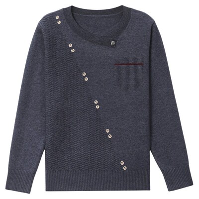 恒源祥女圆领羊毛针织衫春秋薄款