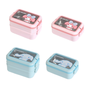 三丽鸥保温饭盒上班族午餐盒大容量小学生双层分格不锈钢便当餐盒