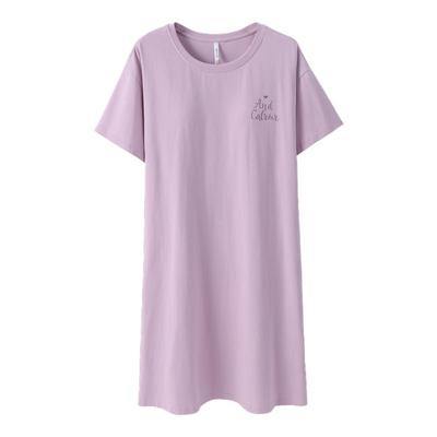 安之伴睡裙女夏纯棉短袖薄带胸垫