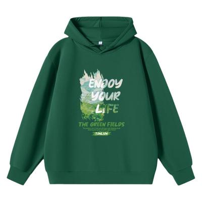 唐狮日系猫咪墨绿色卫衣男女同款